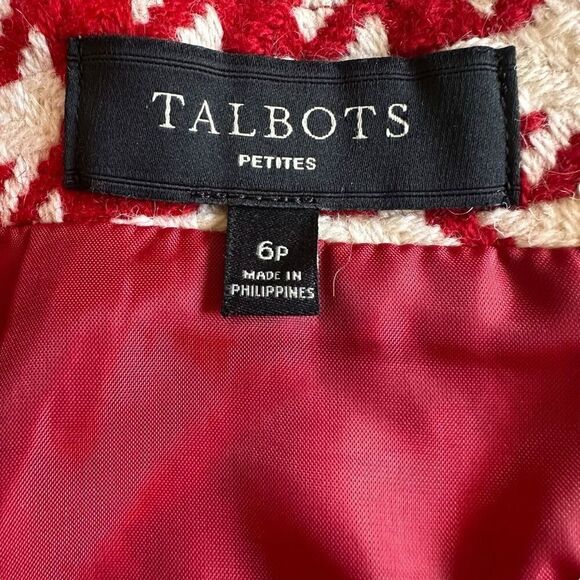 Talbots Women's 6P Wool Blend Houndstooth Skirt Red White - Picture 4 of 8